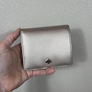 Kate Spade Nadine Metallic Blush Rose Gold Bifold Wallet